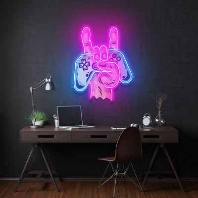 Game Hands Led Neon Acrylic Artwork - Neonzastudio