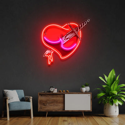 Heart Sword Led Neon Acrylic Artwork - Neonzastudio