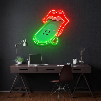 Lips Skateboard Led Neon Acrylic Artwork - Neonzastudio