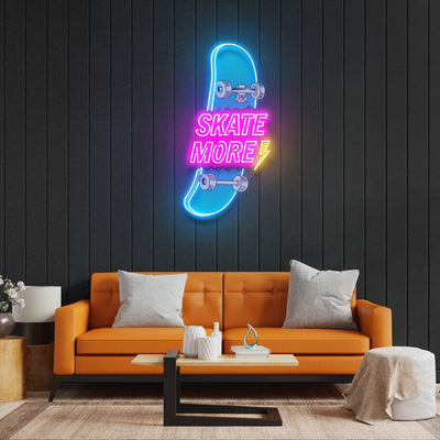Skate More Led Neon Acrylic Artwork - Neonzastudio